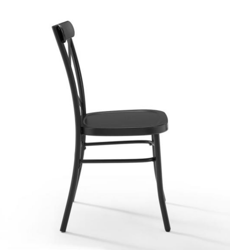 Camille Black Metal X Back Chair - ironbyironwoodworks.com